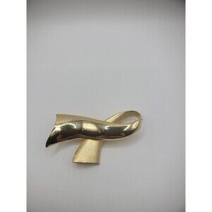 Vintage Gold Tone Brooch Pin Swirl Matte Smooth Jewelry Costume